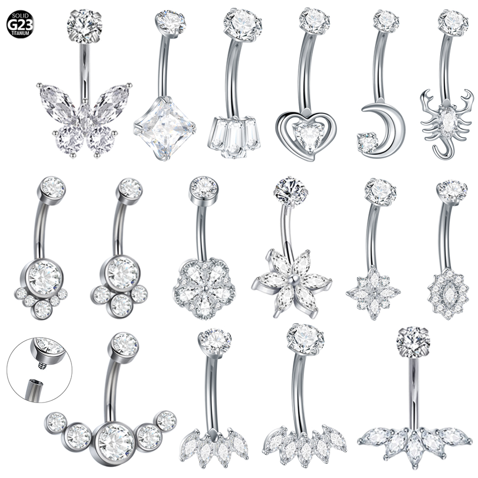 Belly Bar Titanium - 1 pieza de anillo de ombligo