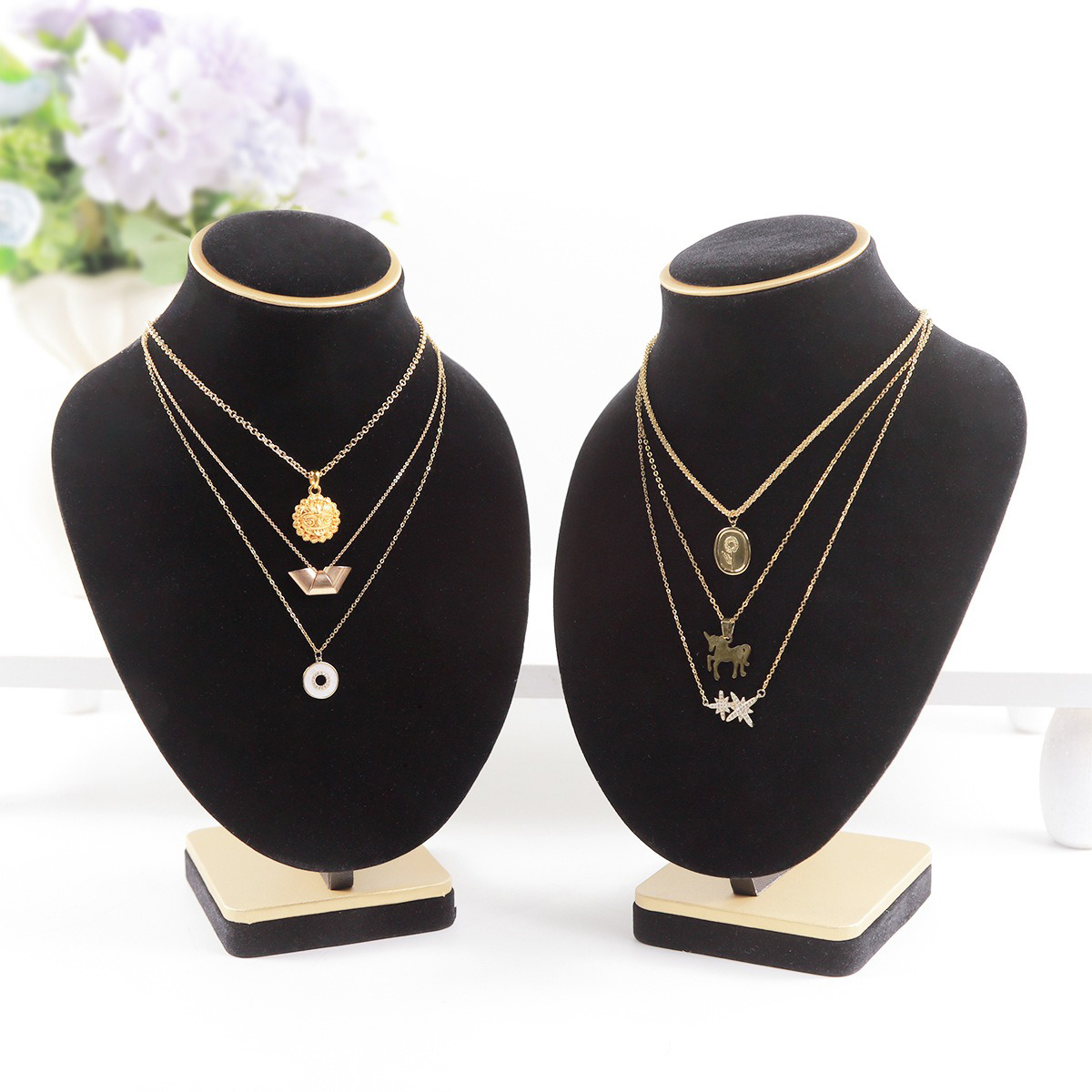 Body Jewelry Store - Busto de joyería de terciopelo negro,