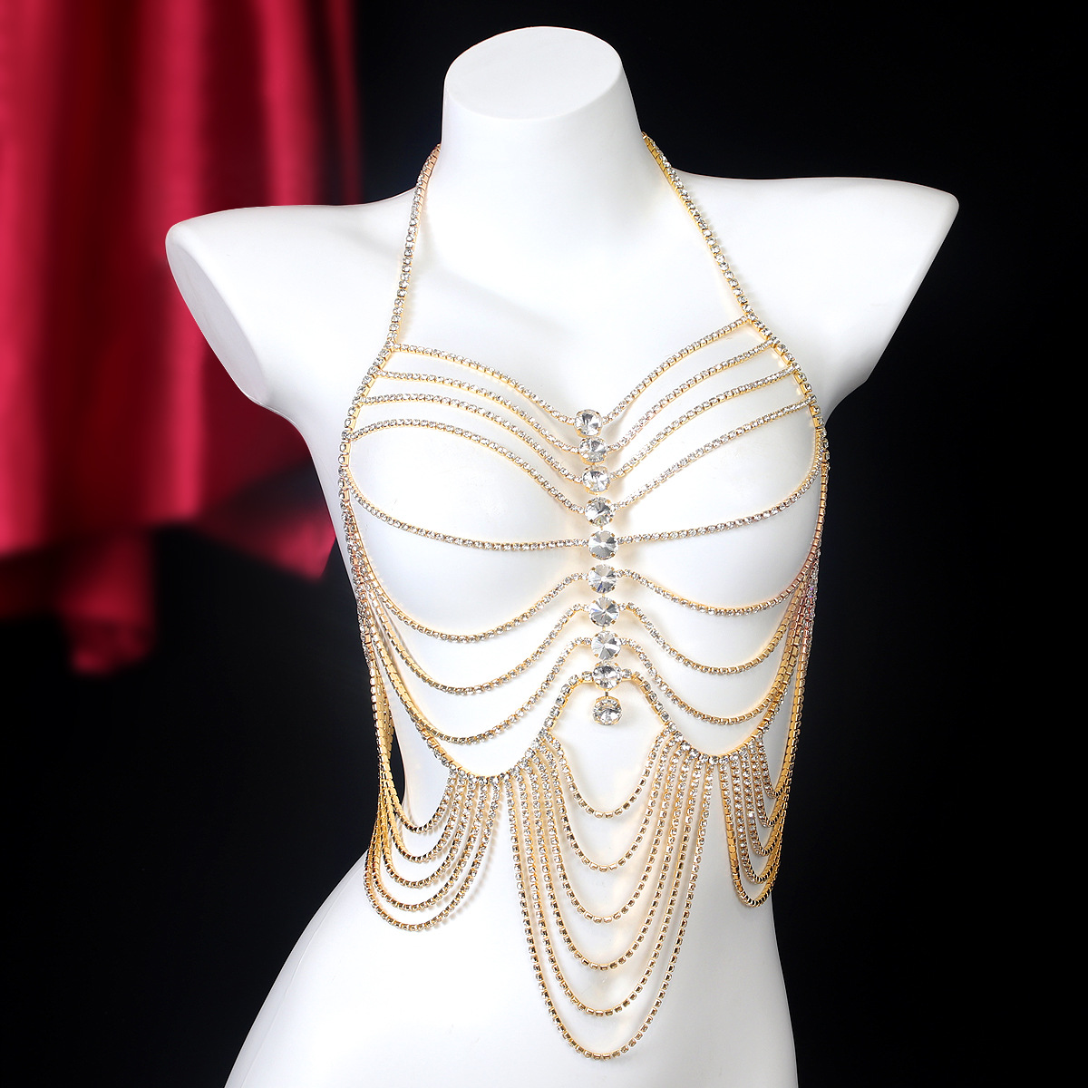 Body Jewelry Chest - Lujosa cadena de pecho de diamantes