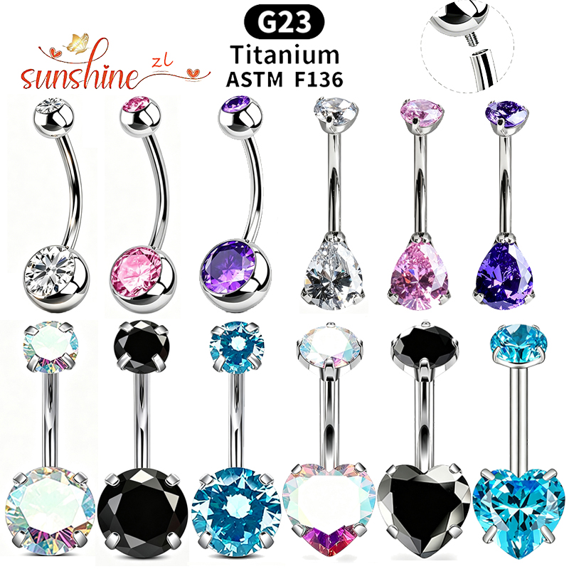 Belly Bar Titanium - 1 Pieza Piercing de Ombligo Curvo