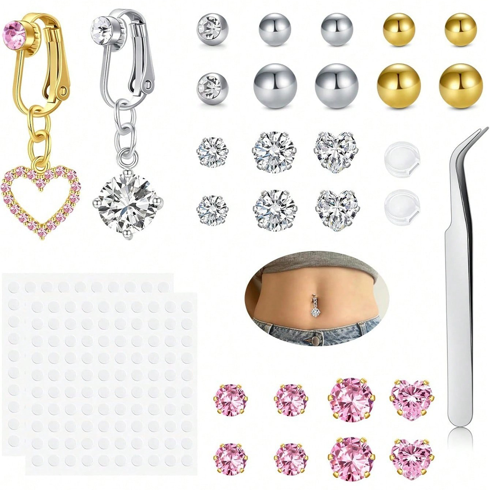 Body Jewelry And Piercing - Piercing Falso Dorado para Ombligo con