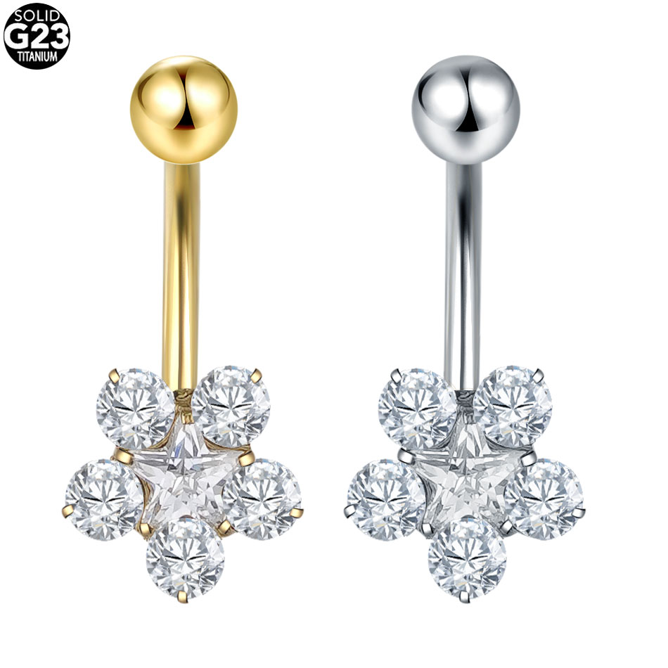 1/5 Uds corazón de titanio CZ  - Belly Bar Titanium reseña y precio