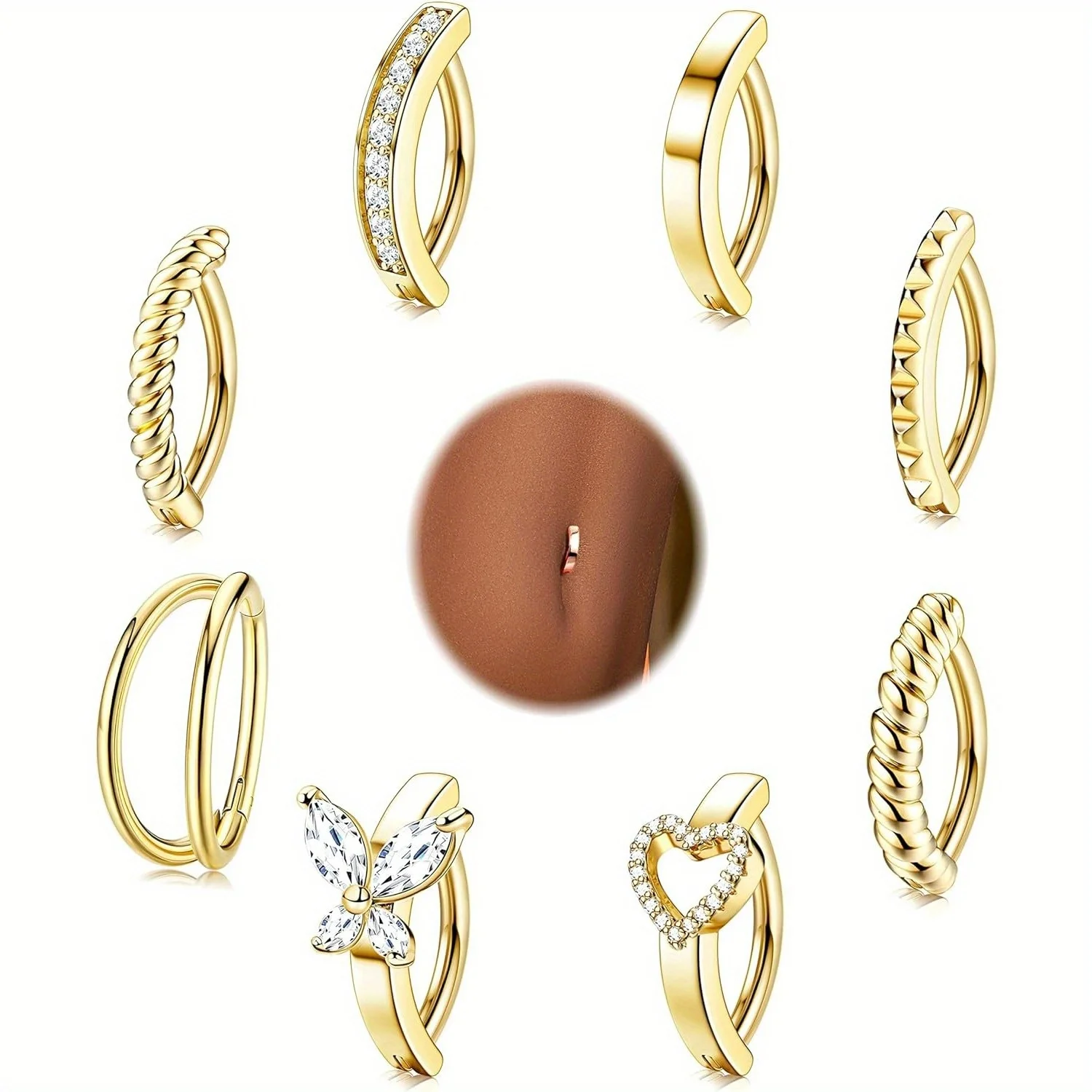 Bobisty, 1 pieza, anillo de om - Belly Bar Titanium reseña y precio