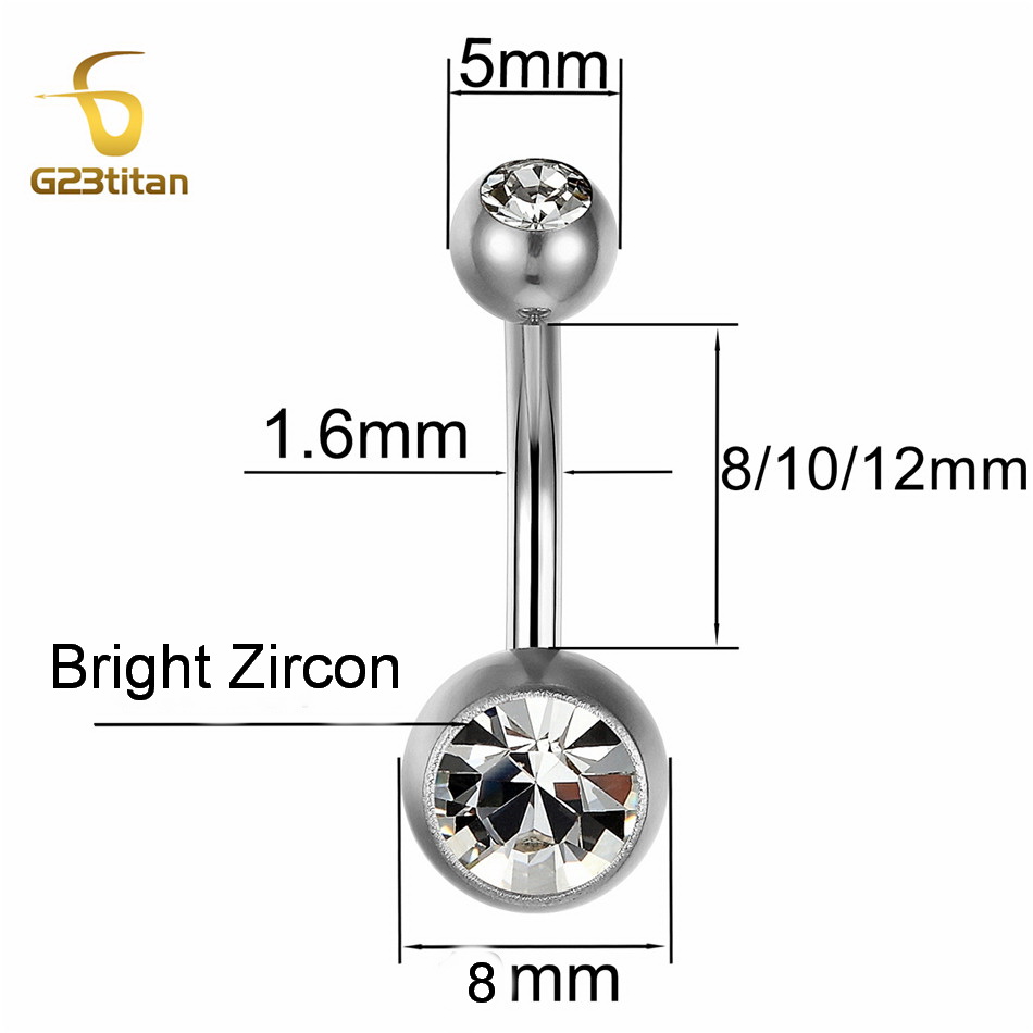 G23Titian 14G 8mm 10mm 12mm an - Belly Bar Titanium reseña y precio