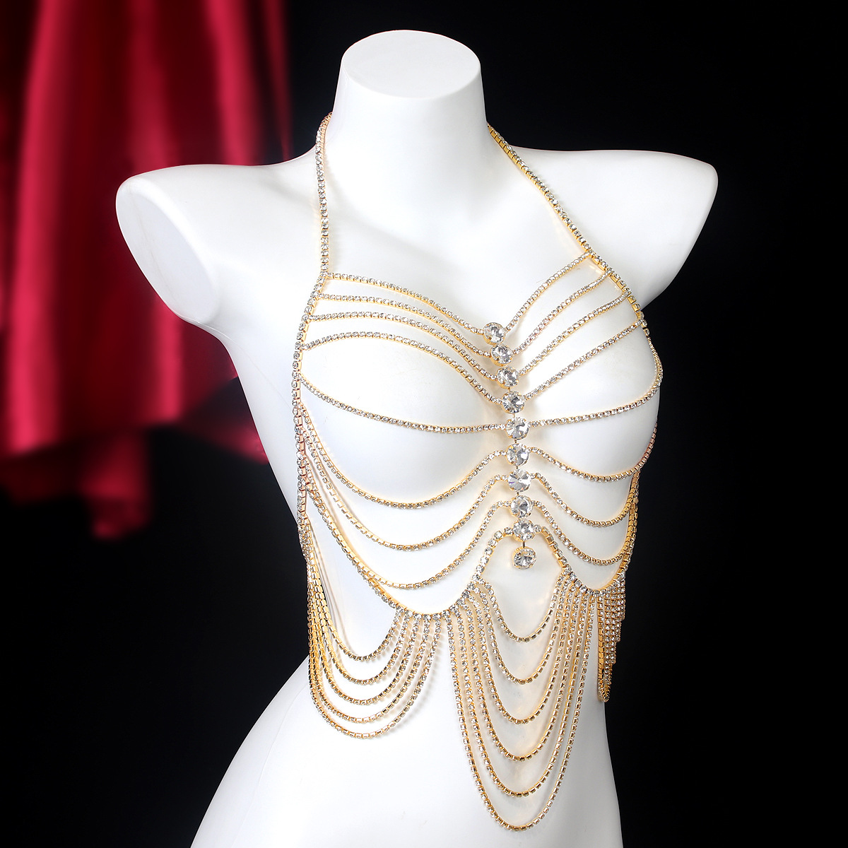 Lujosa cadena de pecho de diam - Body Jewelry Chest reseña y precio