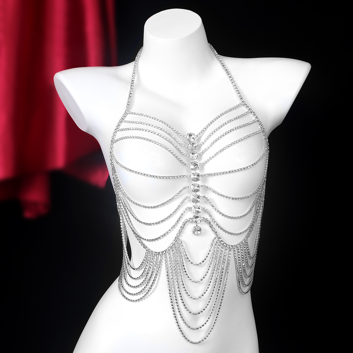 Lujosa cadena de pecho de diam - Body Jewelry Chest reseña y precio