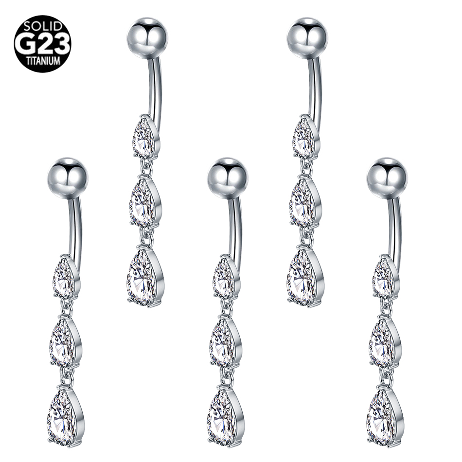 1/5 Uds titanio 14G cuelga CZ  - Belly Bar Titanium reseña y precio