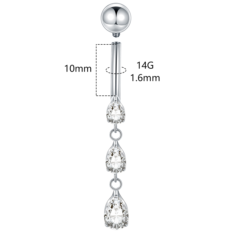 1/5 Uds titanio 14G cuelga CZ  - Belly Bar Titanium reseña y precio